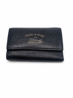 Gucci Black Leather Key Pouch with Gold Rings